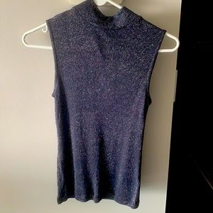 Reiss glitter sleeveless turtleneck top